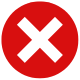 A red cross icon. The circle is red, and the cross itself is white.